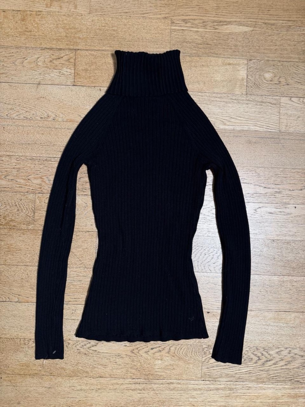 Black Ribbed Turtle Neck Long Sleeve - Picture 2 of 5